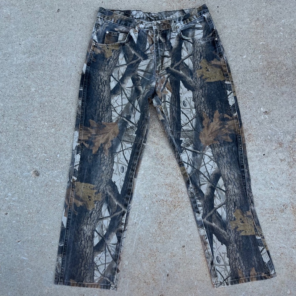 Vtg Wrangler Pro Gear Realtree Hardwoods Camo Pants Mens 33x30 Hunting PG001HW